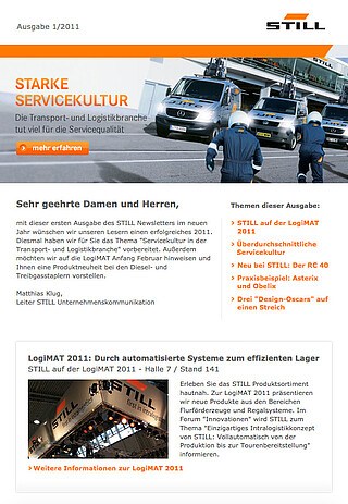 STILL Newsletter: Ausgabe 1 - 2011