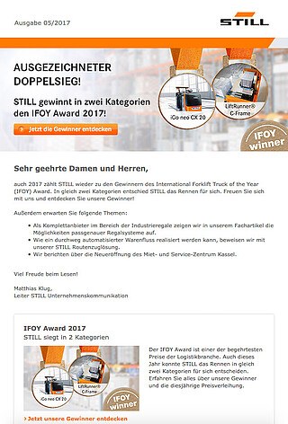 STILL Newsletter: Ausgabe 3 - 2017