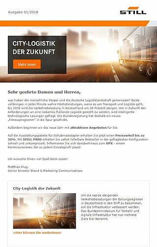 STILL Newsletter: Ausgabe 1 - 2018